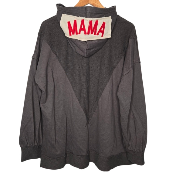 Fantastic Fawn Black MAMA Contrast Oversized Hooded Sweatshirt Size Large - Picture 1 of 7
